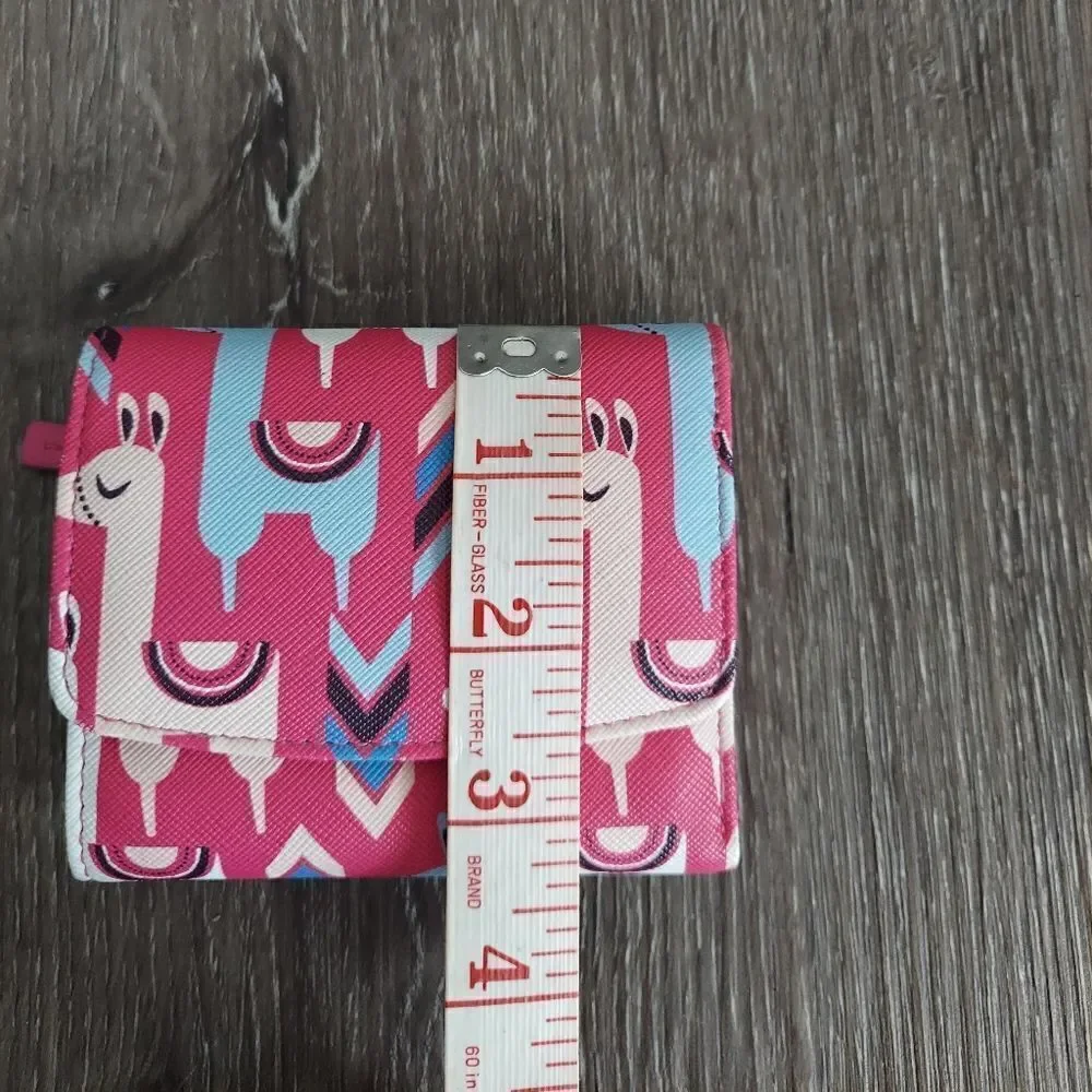 Pink Llama Print Trifold Wallet